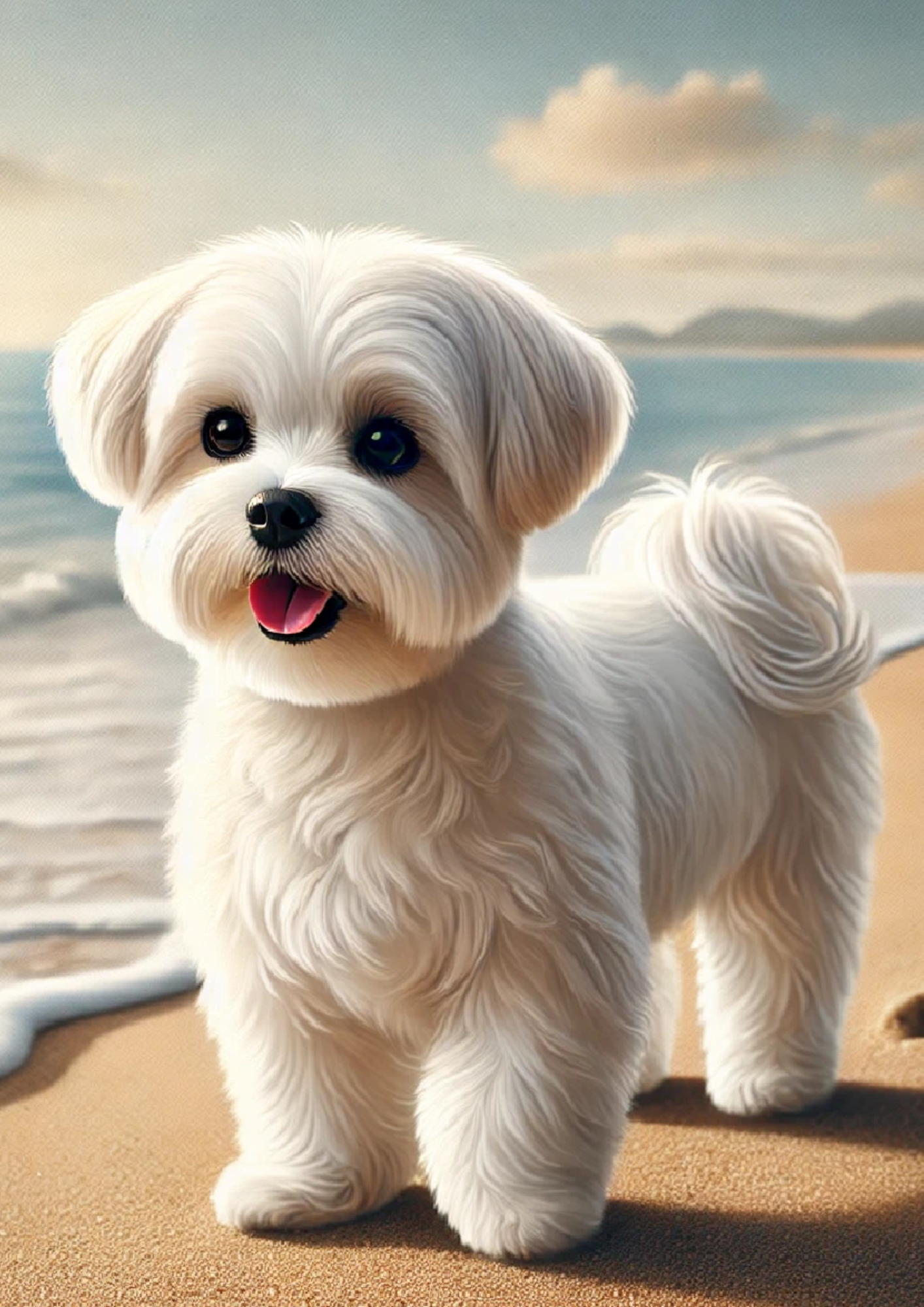 Sticker Sheet / Greeting Card – Maltese Dog On The Beach Full Cat. No. 1330