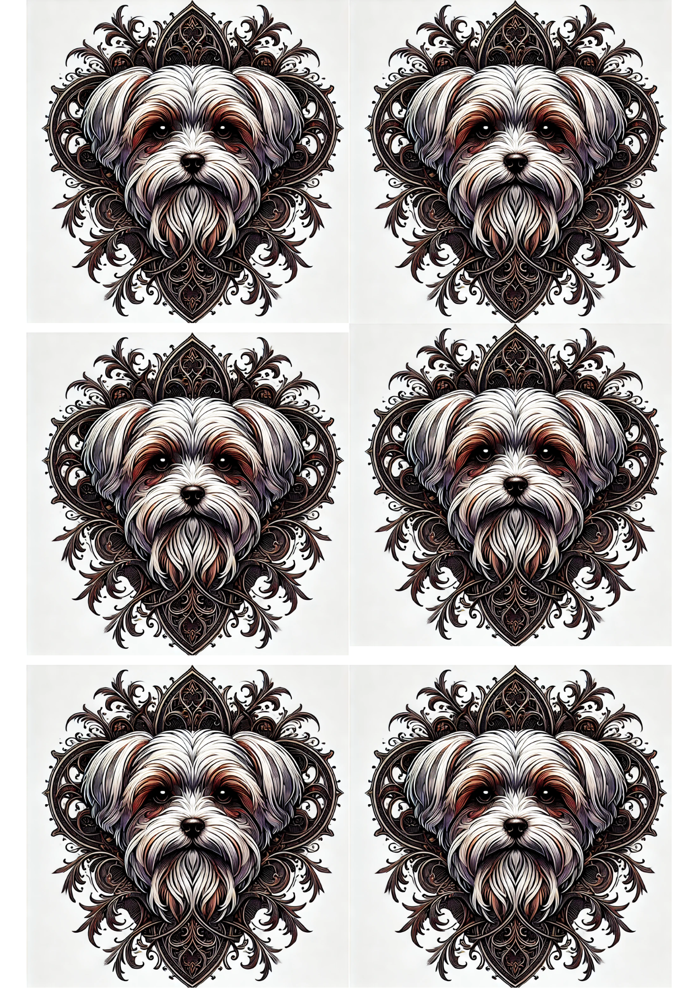 Sticker Sheet / Greeting Card – Maltese Gothic Style Collage, Cat. No. 2120