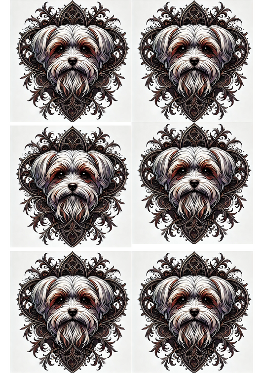 Sticker Sheet – Maltese Gothic Style Collage, Cat. No. 2120