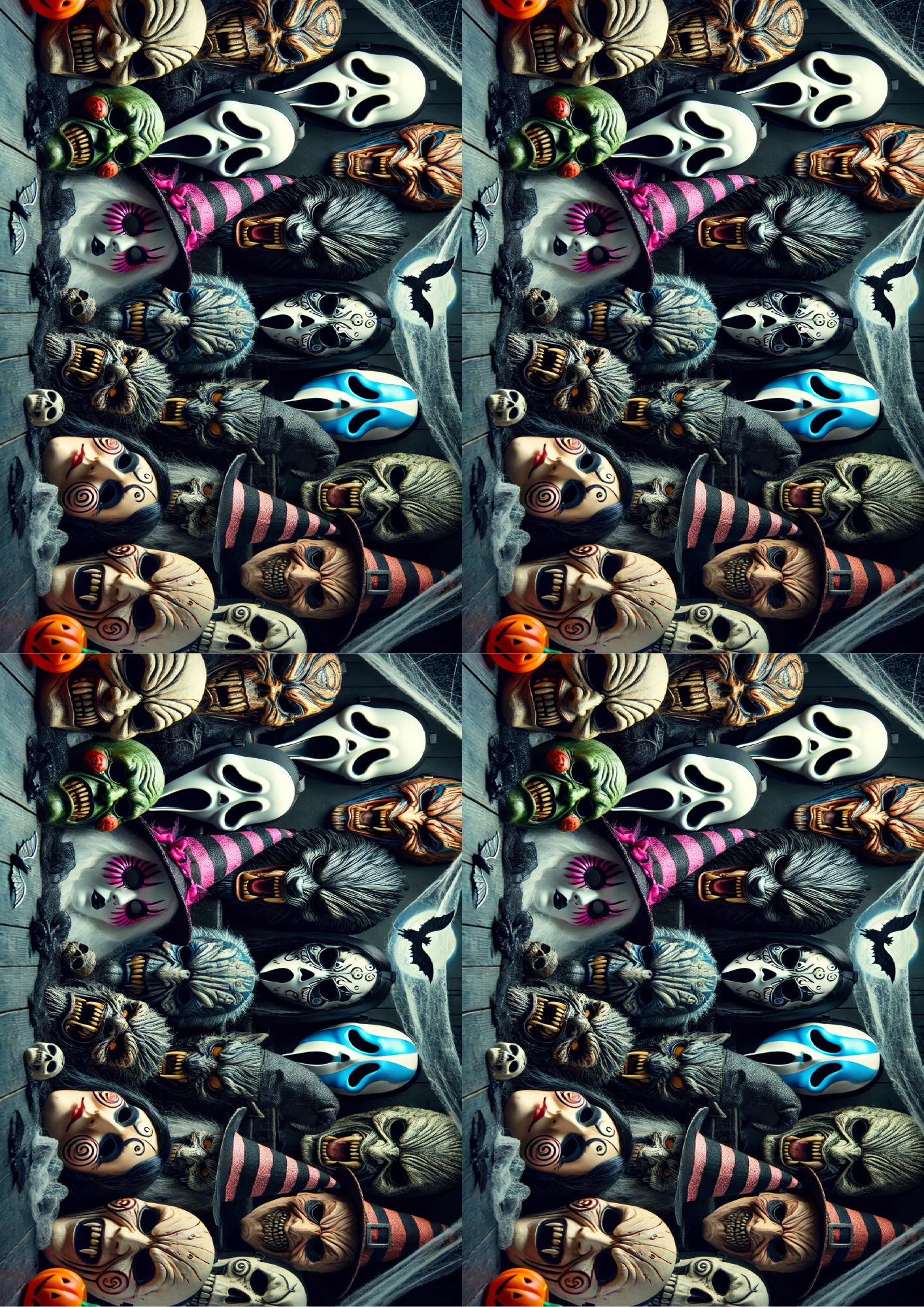 Sticker Sheet / Greeting Card – Halloween Masks Collage Cat. No. 1622