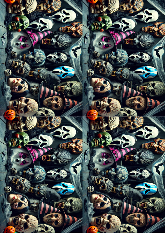 Sticker Sheet Halloween Masks Collage Cat. No. 1622