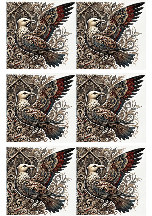 Sticker Sheet – Seagull In Gothic Style Collage, Cat. No. 2124