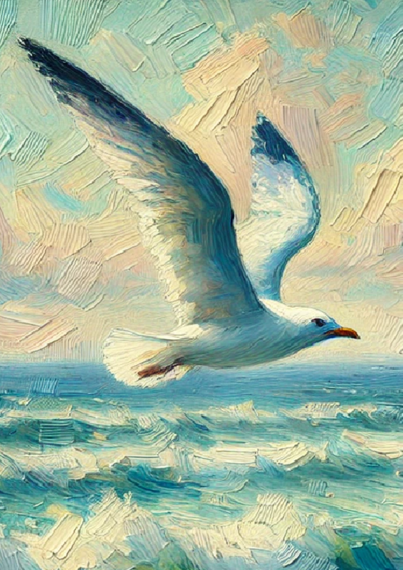 Sticker Sheet / Greeting Card – Seagulls by the Sea Impressionism Full Cat. No. 1340