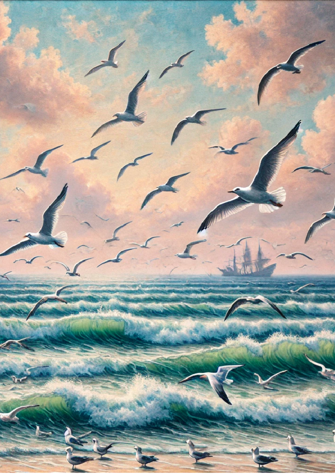 Sticker Sheet / Greeting Card – Seagulls By The Sea Full Cat. No. 1338