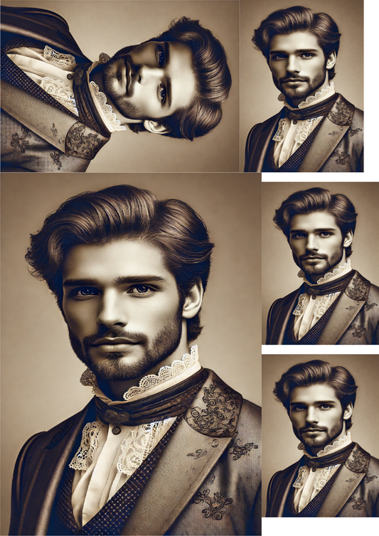 Sticker Sheet Handsome Man In Victorian Style 2 Collage Cat. No. 1431