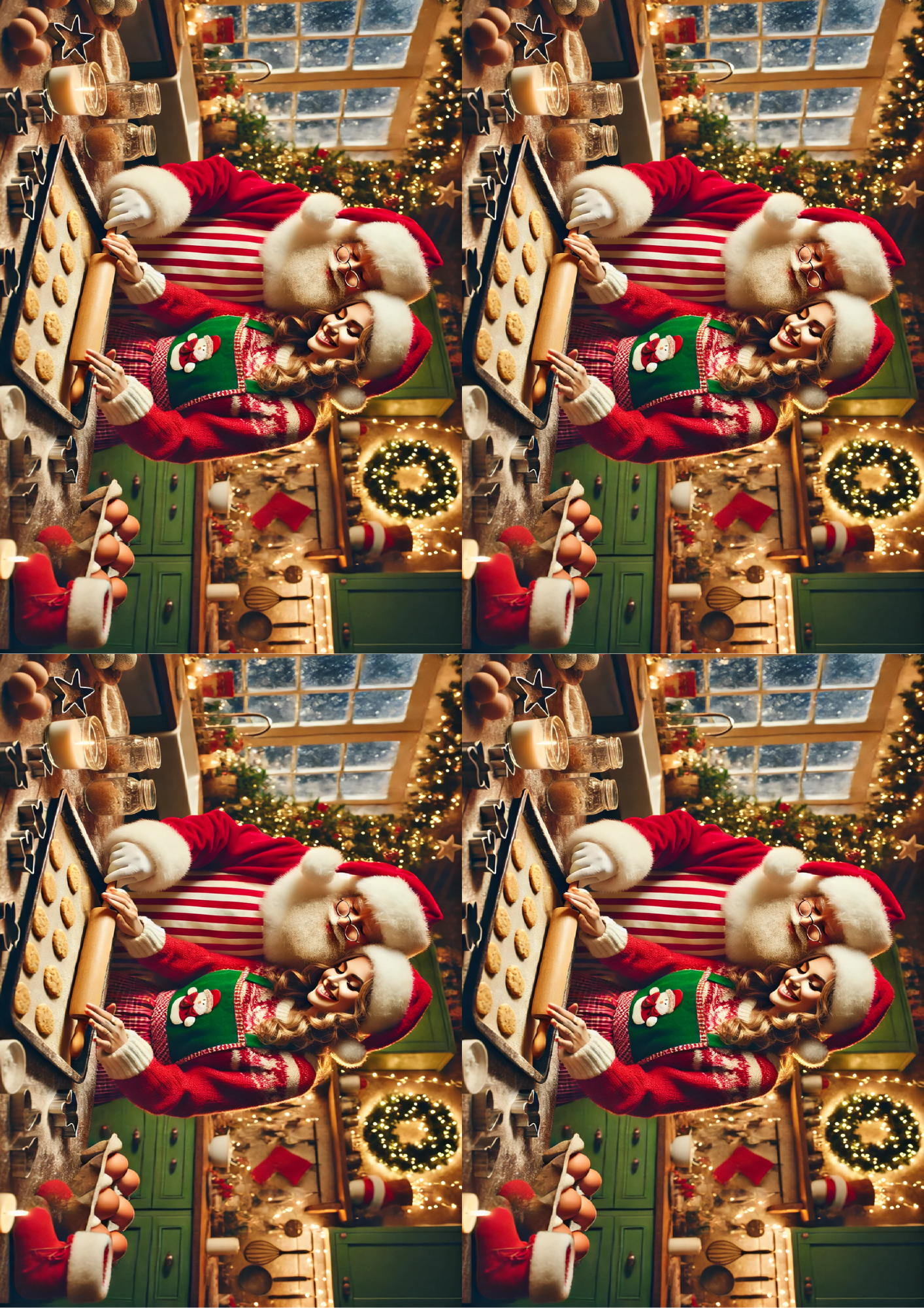 Sticker Sheet / Greeting Card – Santa Claus and Mrs. Claus Collage Cat. No. 1538