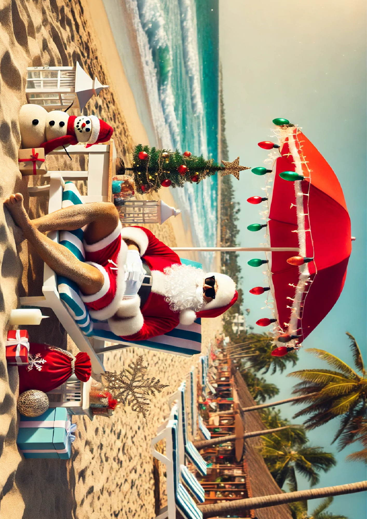 Sticker Sheet / Greeting Card – Santa Claus On The Beach Full Cat. No. 1547