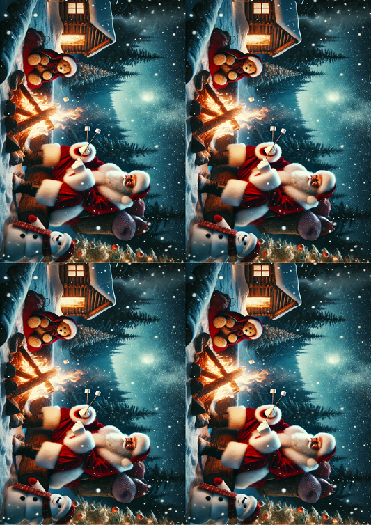 Stickerbogen Weihnachtsmann am Lagerfeuer Collage Kat. Nr. 1550