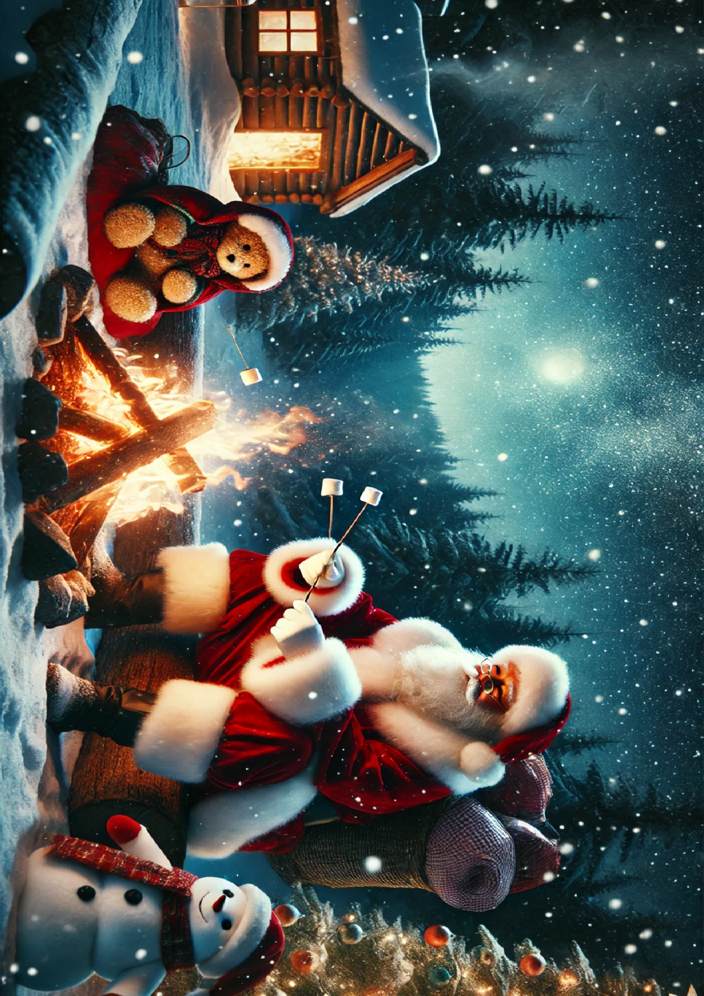 Sticker Sheet / Greeting Card – Santa Claus At The Bonfire Fulle Cat. No. 1551