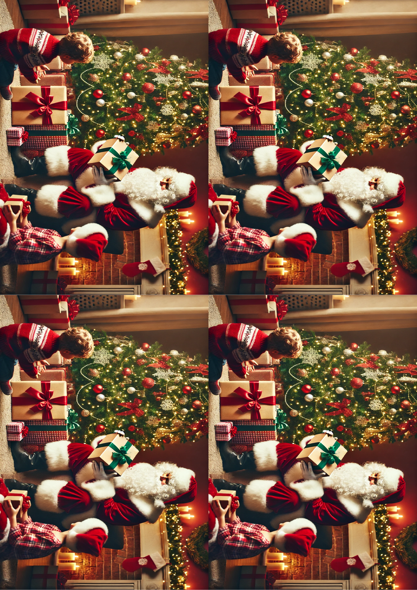 Sticker Sheet / Greeting Card – Santa Claus Gives Gifts Collage Cat. No. 1554