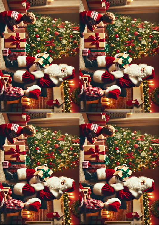 Stickerbogen Weihnachtsmann gibt Geschenke Collage Kat. Nr. 1554