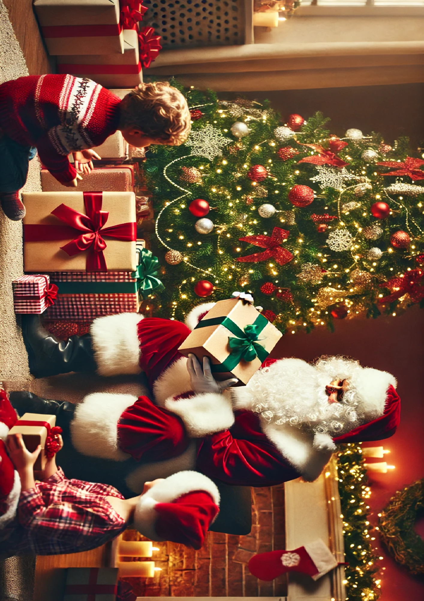 Sticker Sheet / Greeting Card – Santa Claus Gives Gifts Full Cat. No. 1555