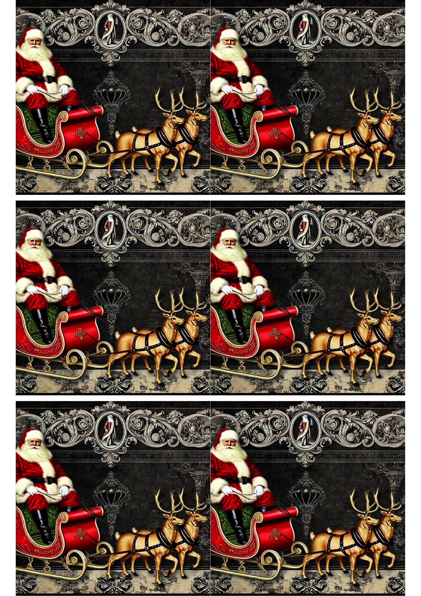 Sticker Sheet / Greeting Card – Santa In Sleigh Collage, Cat. No. 2138