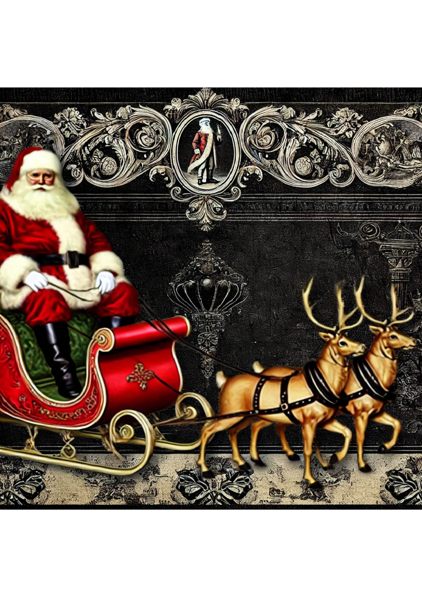 Sticker Sheet / Greeting Card – Santa In Sleigh Full, Cat. No. 2139