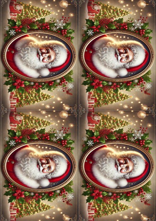 Sticker Sheet Portrait of Santa Claus In Oval Collage Cat. No. 1564