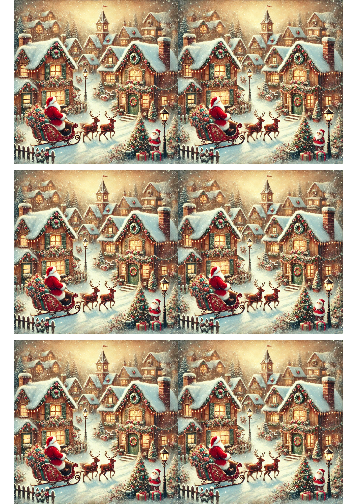 Sticker Sheet / Greeting Card – Santa In The Village 2 Collage Cat. No. 2759