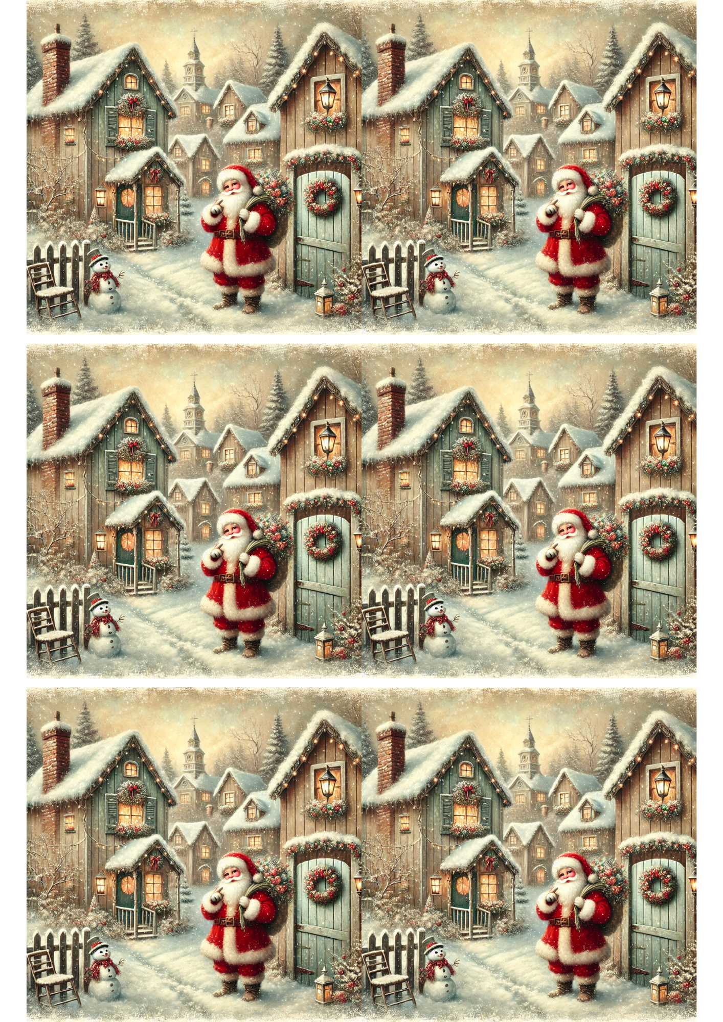 Sticker Sheet / Greeting Card – Santa In The Village Collage Cat. No. 2757