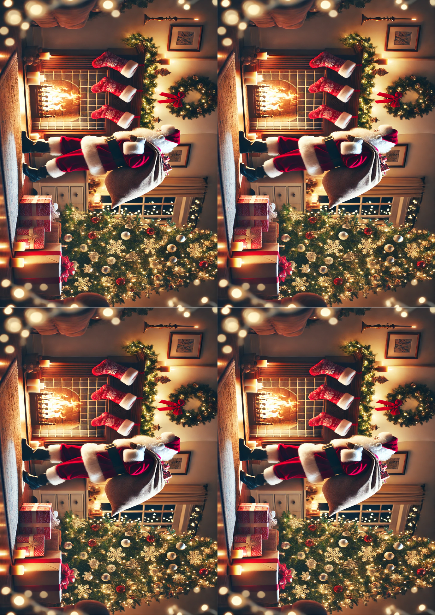 Sticker Sheet / Greeting Card – Santa Claus With Bag Of Gifts Collage Cat. No. 1568