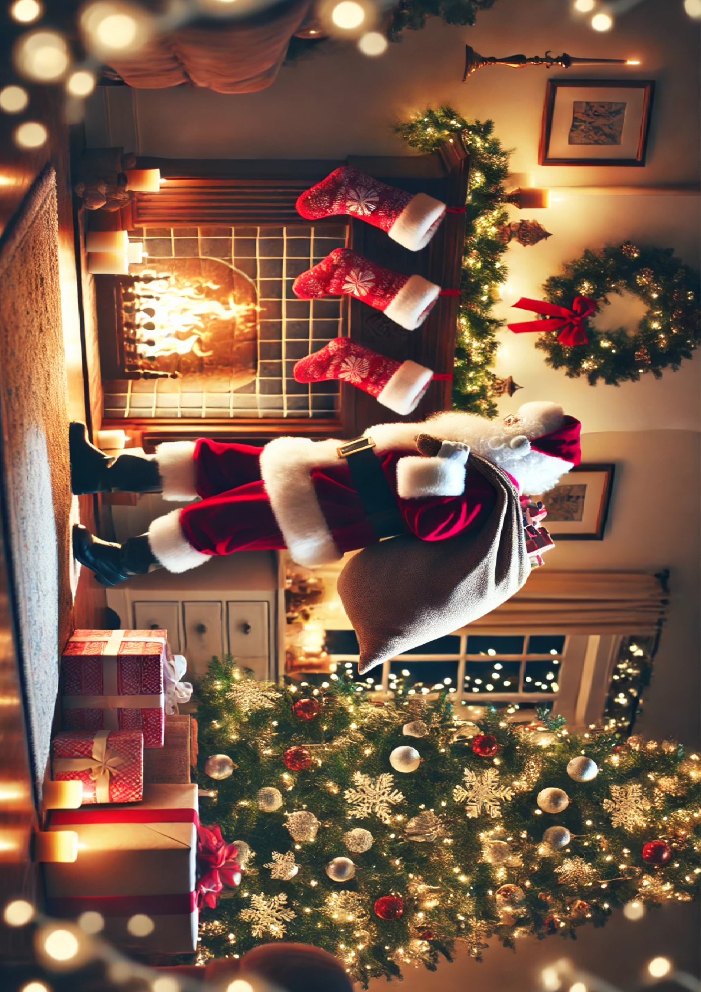 Sticker Sheet / Greeting Card – Santa Claus With Bag Of Gifts Full Cat. No. 1569