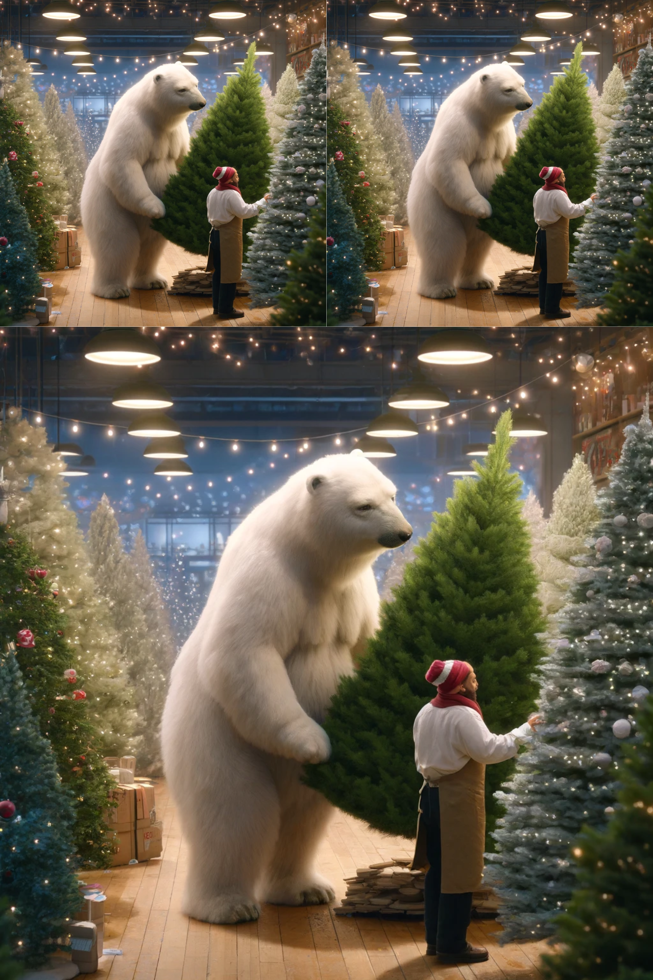 Sticker Sheet / Greeting Card – Polar Bear Buys a Christmas Tree Cat. No. 34