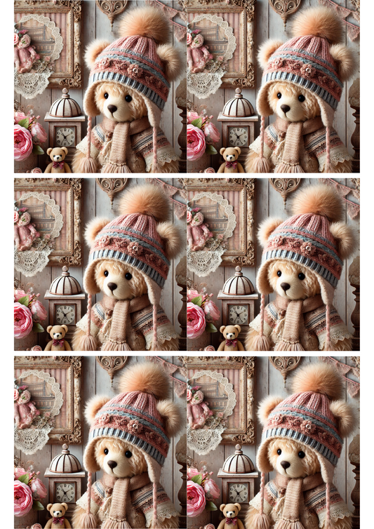 Sticker Sheet – Teddy Bear Shabby Chic Collage, Cat. No. 2140