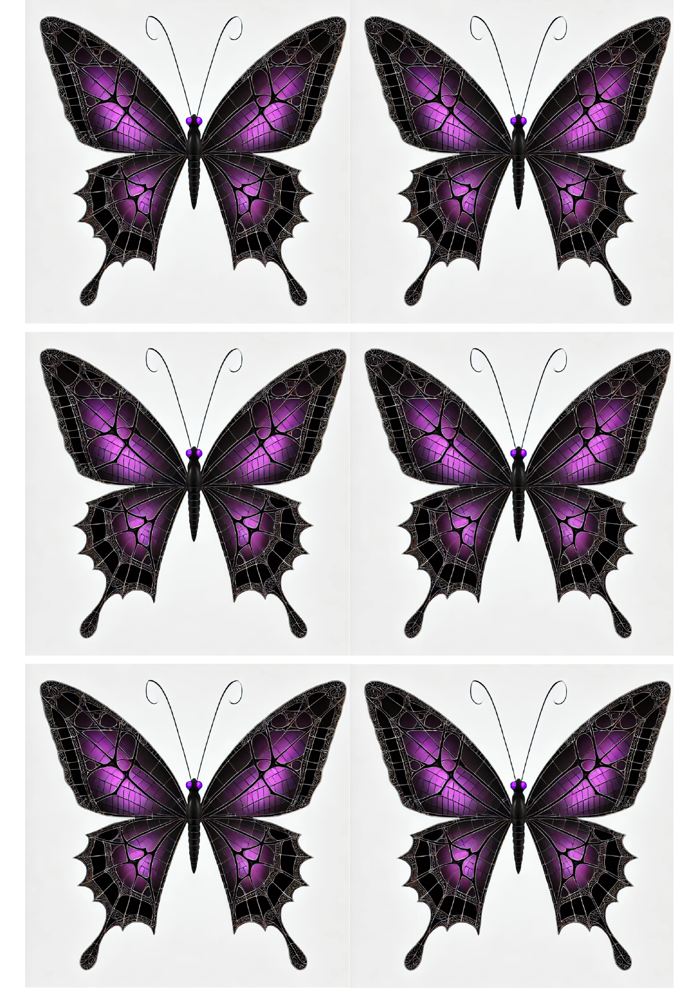 Sticker Sheet / Greeting Card – Butterfly In Gothic Style Collage Cat. No. 2381