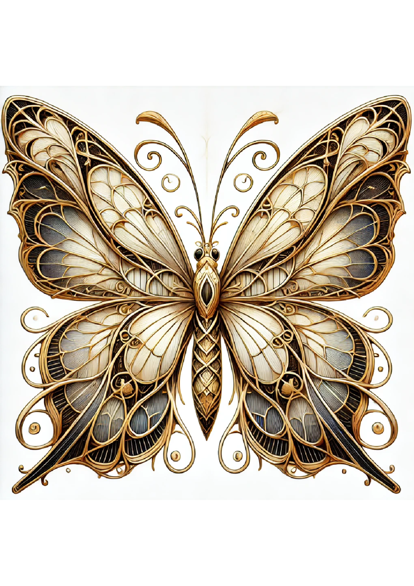 Sticker Sheet – Butterfly In Gothic Style With Golden Shades Full Cat. No. 2386