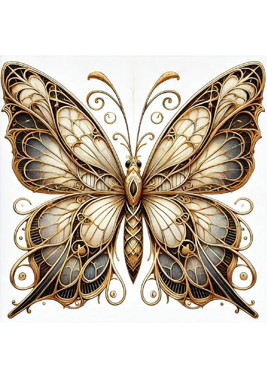 Sticker Sheet – Butterfly In Gothic Style With Golden Shades Full Cat. No. 2386