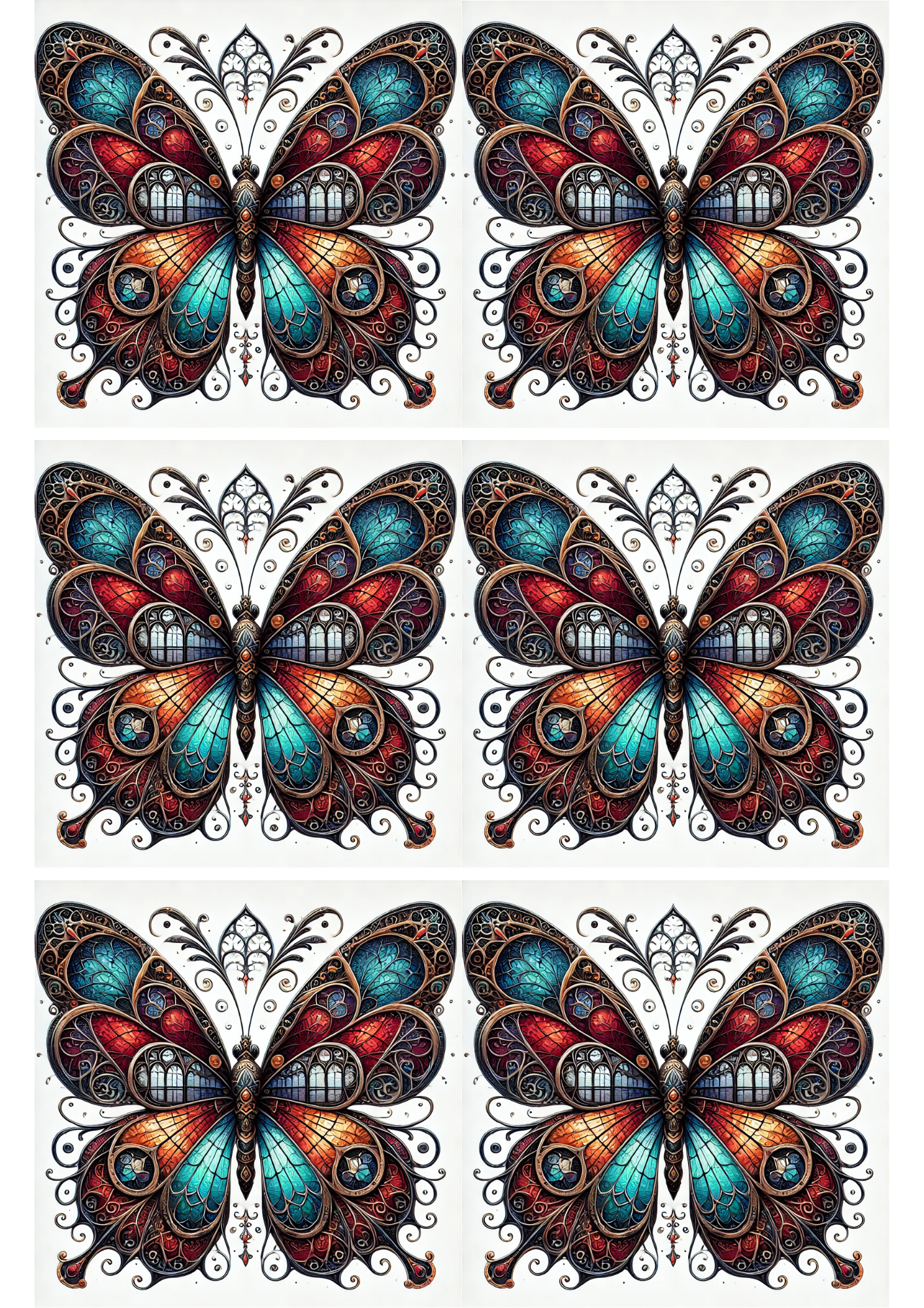 Sticker Sheet / Greeting Card – Butterfly In Gothic Style 2 Collage, Cat. No. 2128