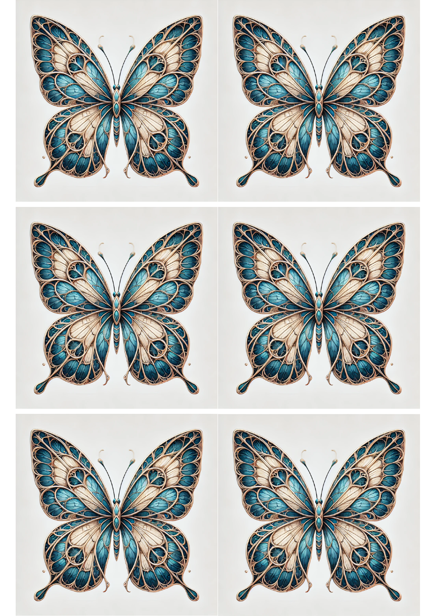 Sticker Sheet – Butterfly In Gothic Style With Shades Of Blue Collage Cat. No. 2387