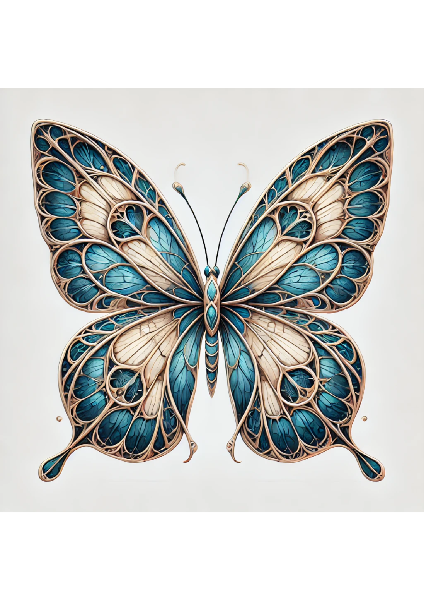 Sticker Sheet – Butterfly In Gothic Style With Shades Of Blue Full Cat. No. 2388