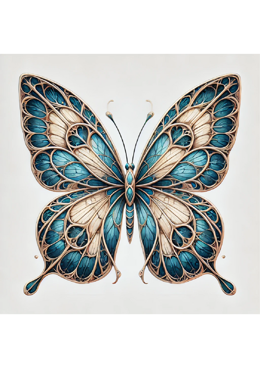 Sticker Sheet – Butterfly In Gothic Style With Shades Of Blue Full Cat. No. 2388