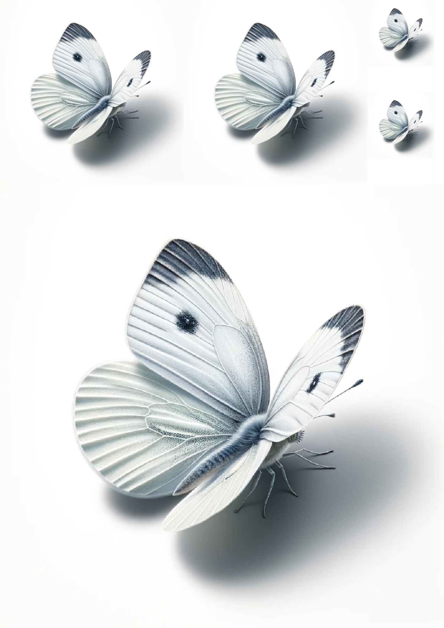 Sticker Sheet / Greeting Card – White-tailed Cabbage Butterfly Collage Cat No. 1109