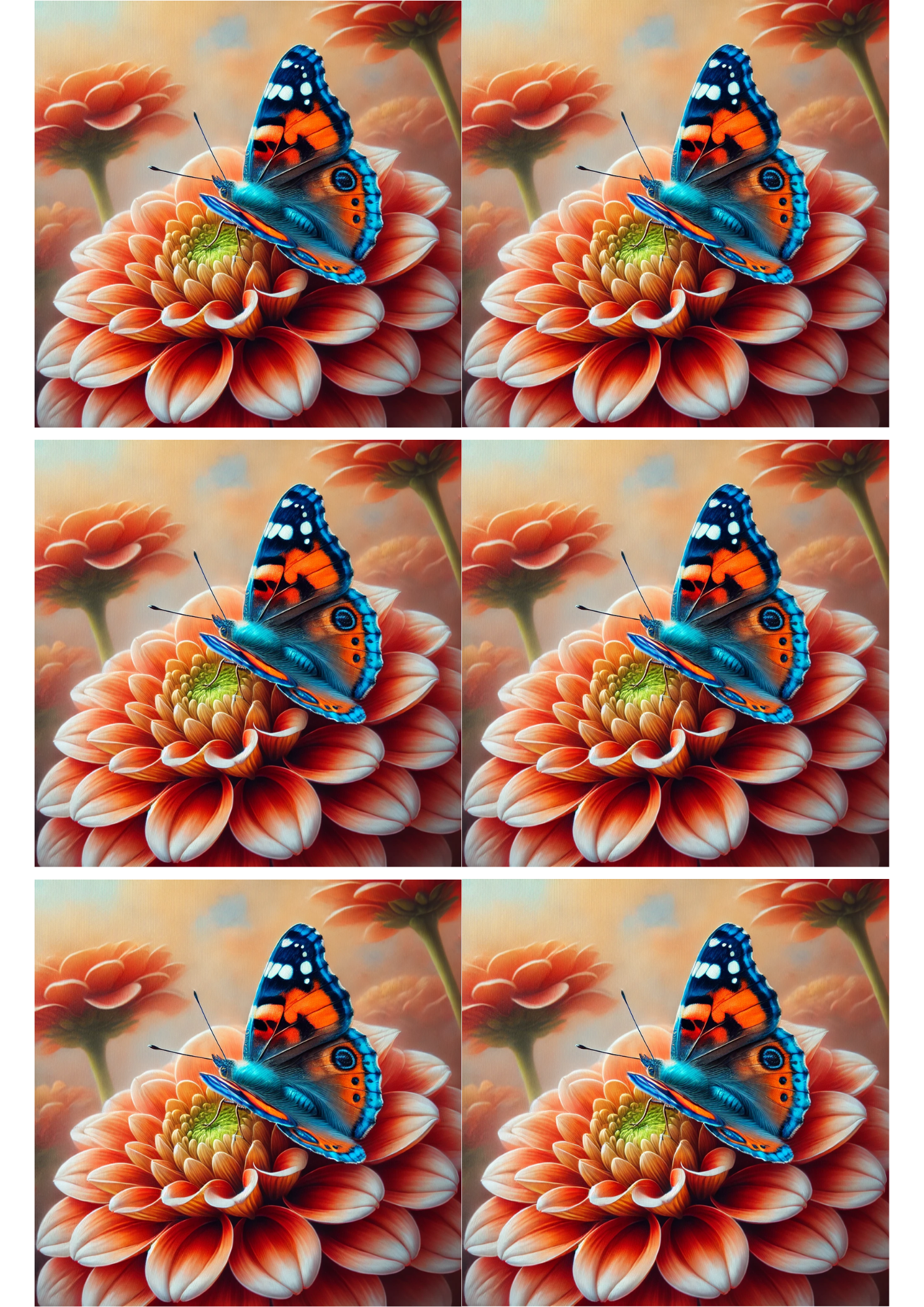 Sticker Sheet / Greeting Card – Butterfly On Flower Collage, Cat. No. 2150