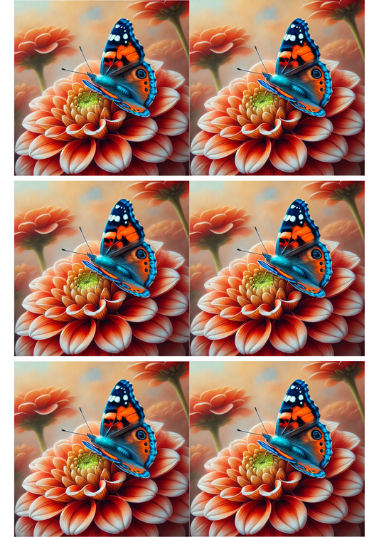 Sticker Sheet – Butterfly On Flower Collage, Cat. No. 2150