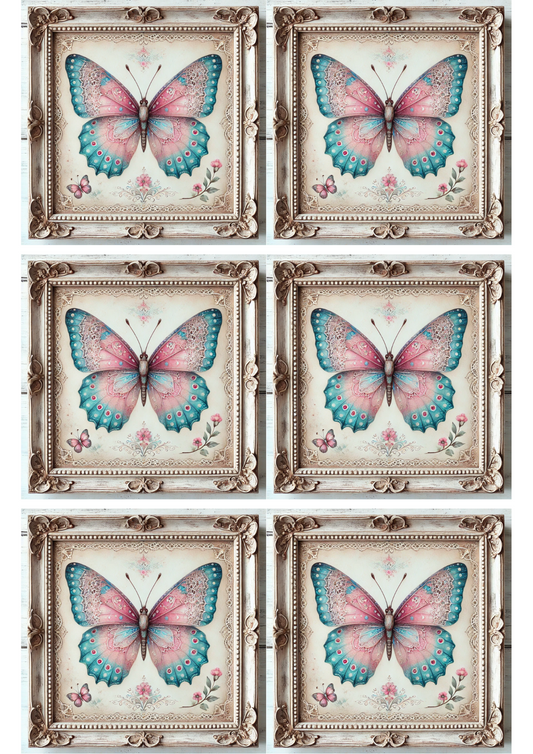 Sticker Sheet – Butterfly In Frame Shabby Chic Collage, Cat. No. 2148