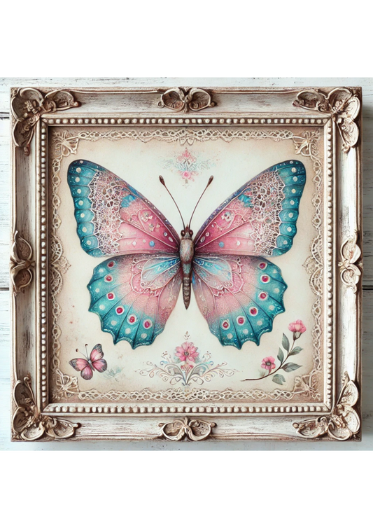 Sticker Sheet – Butterfly In Frame Shabby Chic Full, Cat. No. 2149