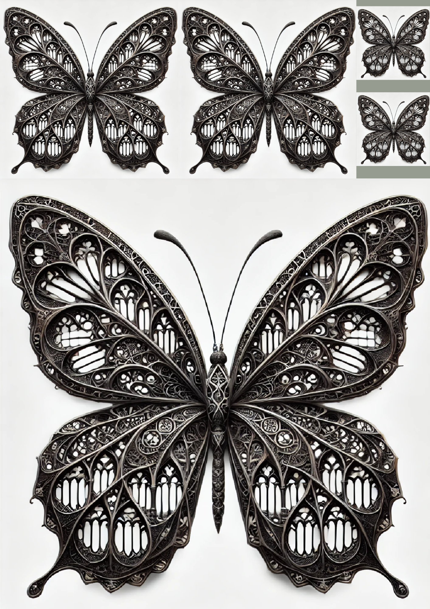 Sticker Sheet / Greeting Card – Butterfly In Gothic Style Collage Cat. No. 1206