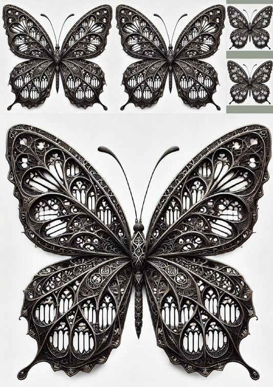 Sticker Sheet – Butterfly In Gothic Style Collage Cat. No. 1206