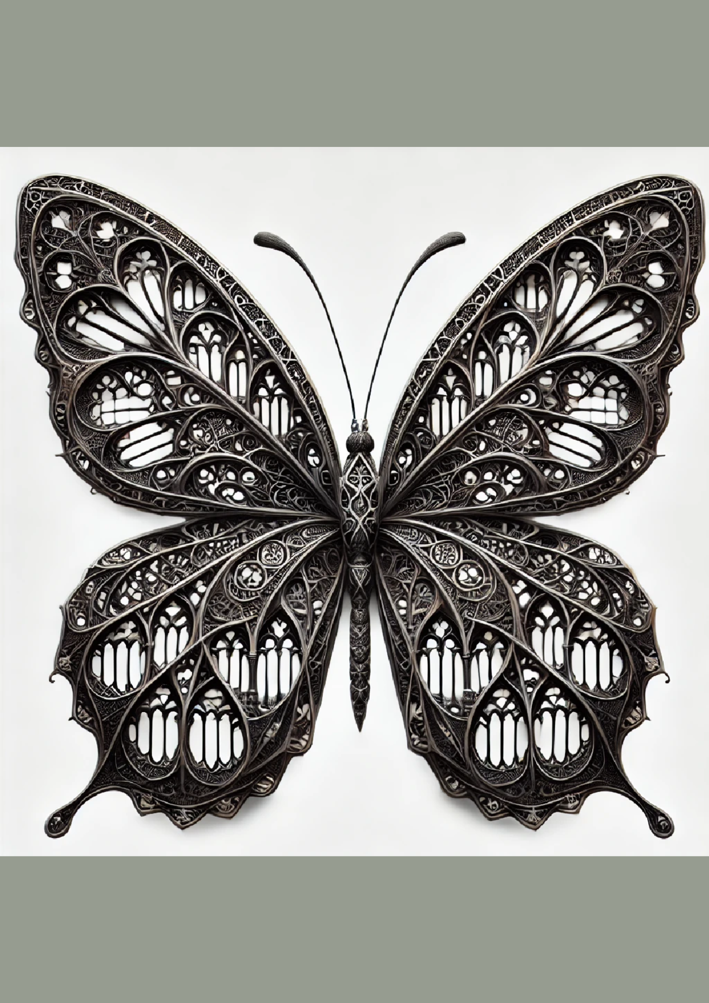 Sticker Sheet / Greeting Card – Butterfly In Gothic Style Full Cat. No. 1207