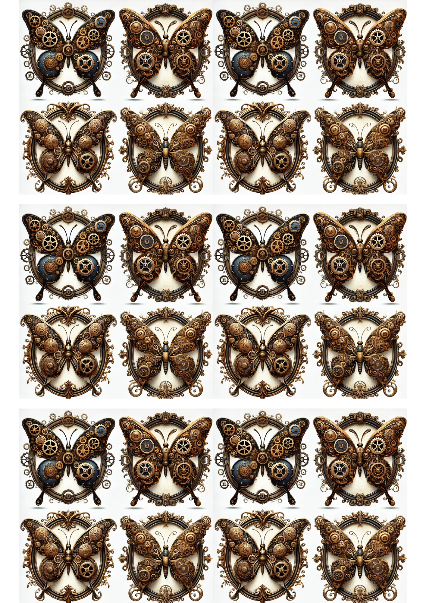 Sticker Sheet / Greeting Card – Butterflies Steampunk Collage Cat. No. 3061