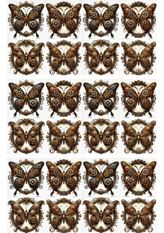 Sticker Sheet – Butterflies Steampunk Collage Cat. No. 3061
