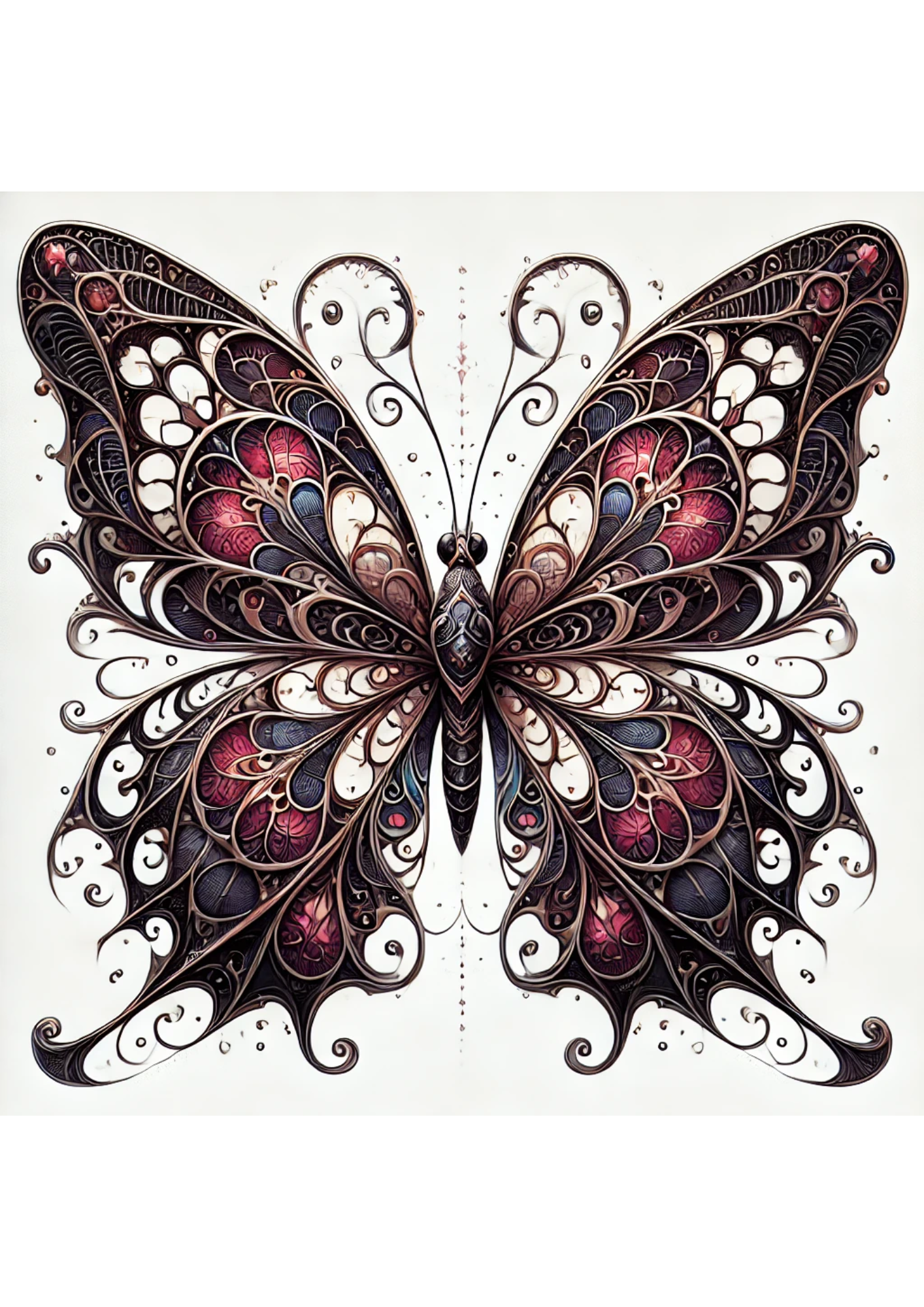 Sticker Sheet / Greeting Card – Butterfly In Gothic Style 3 Full, Cat. No. 2131