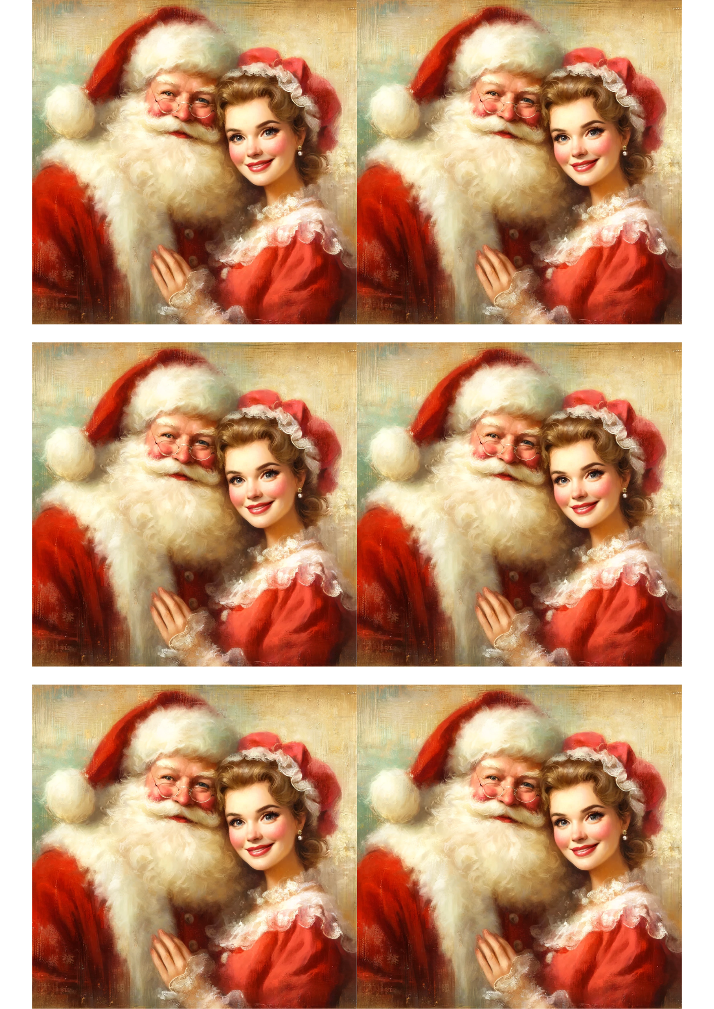 Sticker Sheet / Greeting Card – Mr. and Mrs. Santa Claus Collage Cat. No. 2873