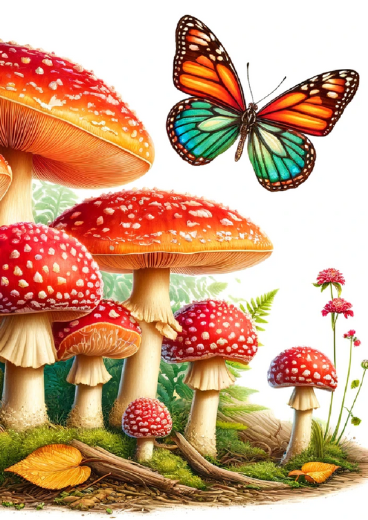 Sticker Sheet Toadstools and Butterflies in a Pot Full Cat. No. 1215