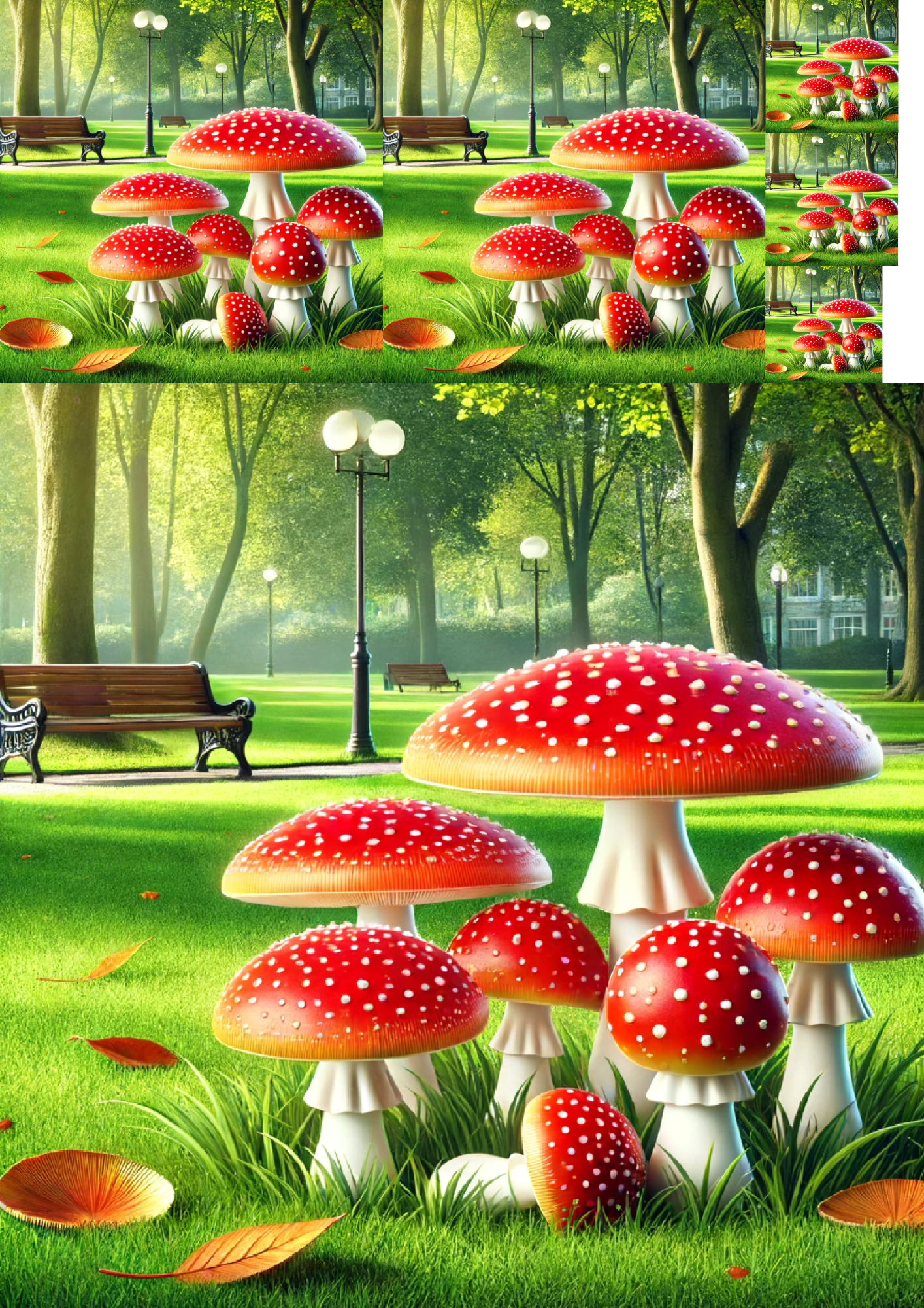 Sticker Sheet / Greeting Card – Toadstools In The Park Collage Cat. No. 1218