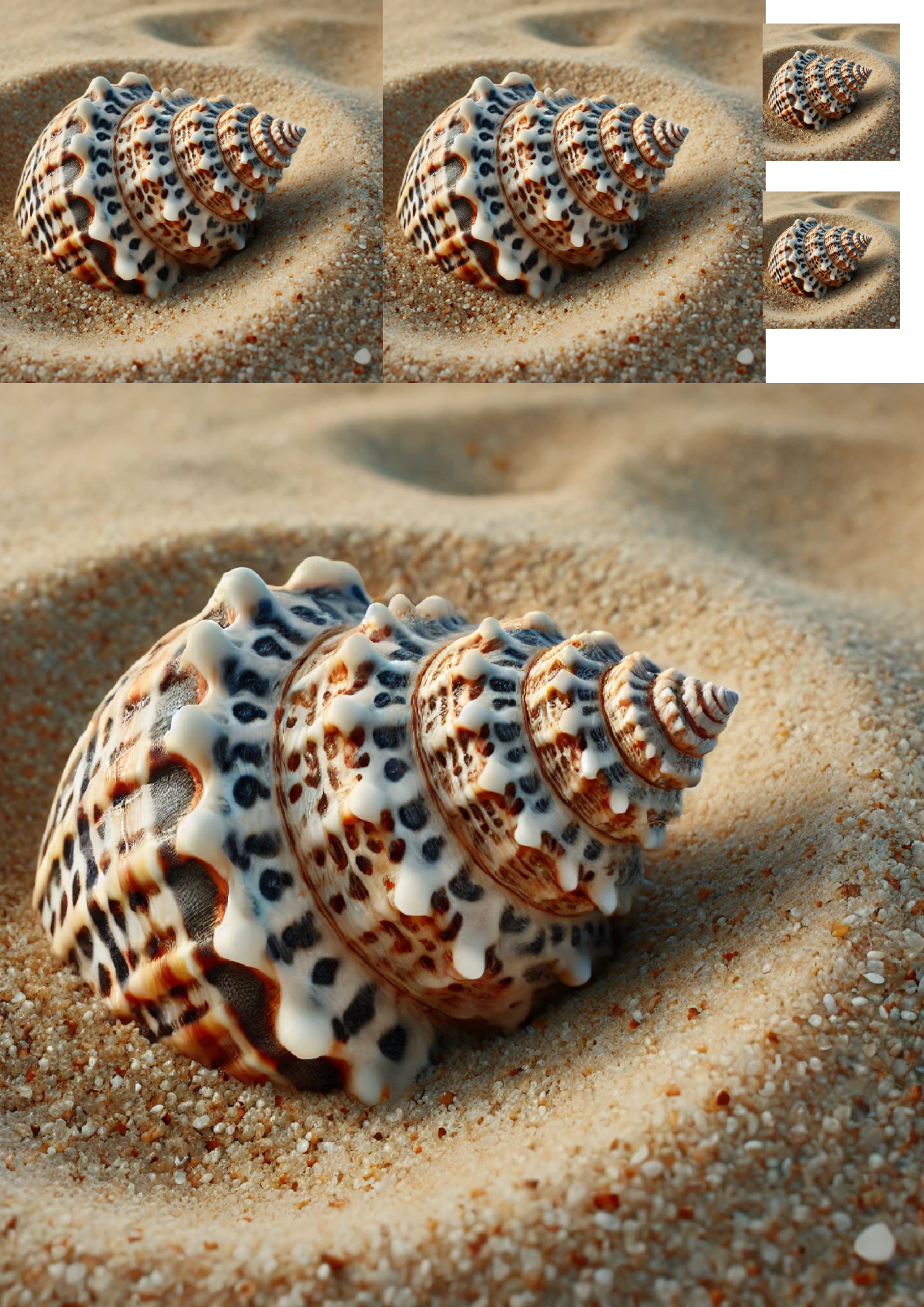 Sticker Sheet / Greeting Card – Seashell On Sand Collage Cat. No. 1349