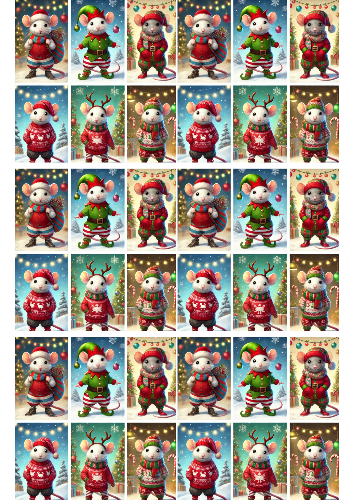 Sticker Sheet / Greeting Card – Little Christmas Mice 2 Collage, Cat. No. 2162