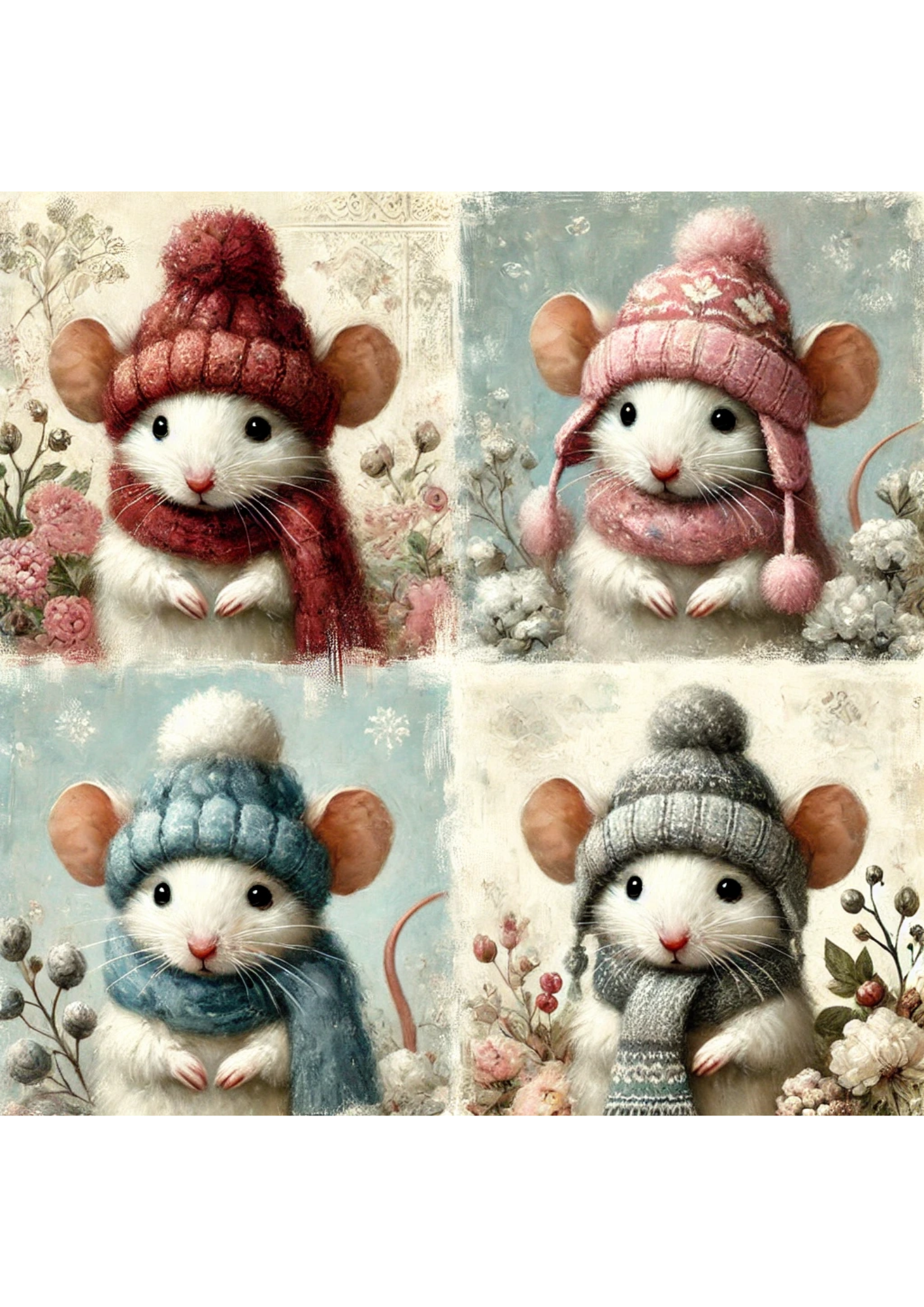 Sticker Sheet / Greeting Card – Mice In Hats Full Cat. No. 2884