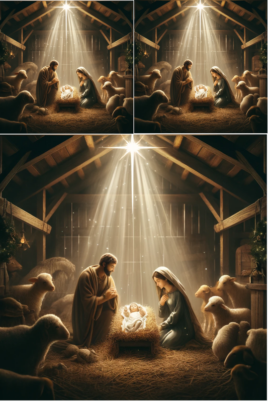 Sticker Sheet Jesus in the Bethlehem Stable Collage Cat. No. 631